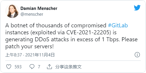 GitLab服務(wù)器漏洞被濫用于發(fā)起超過(guò)1Tbps的DDoS攻擊